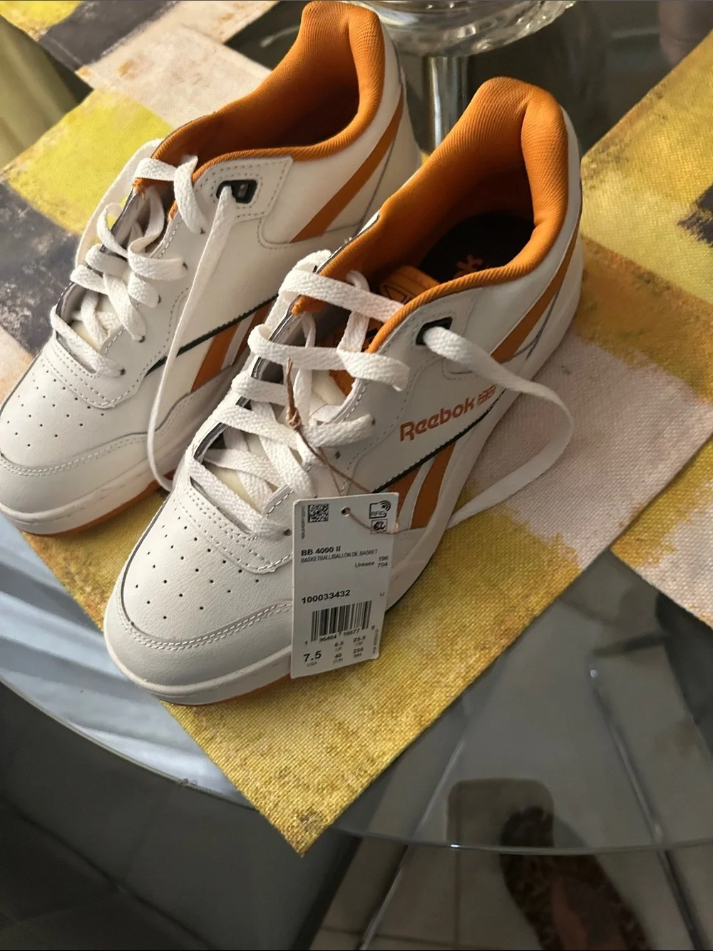 Reebok White & Orange Women's Athletic Sneakers